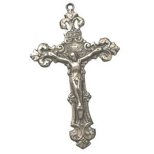 .925 Sterling Silver INRI Lumin Crucifix Ornate Religious Pendant Cross Vintage